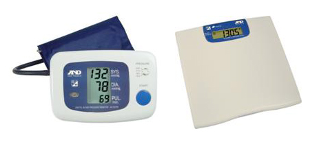 Cardio-Diabetological Module. UC-767PC blond pressure meter and UC-321P body weight scale (AND Medical, Japan) equipped with RS-232 serial communication port.